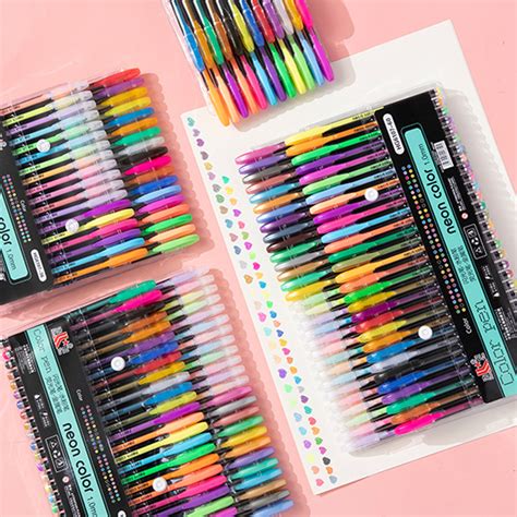 Canetas Da Moda - Kit 60 Caneta Gel Colorida Canetas Canetinha Com Glitter Pastel ...