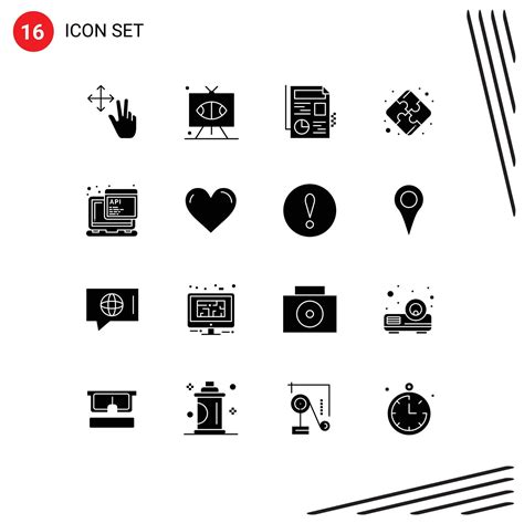 16 Thematic Vector Solid Glyphs and Editable Symbols of programming