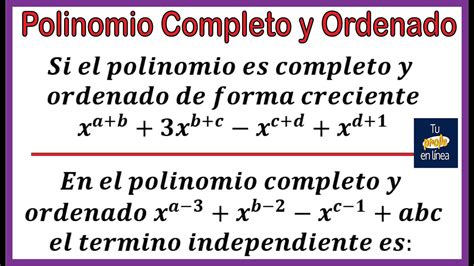 EXPRESIONES ALGEBRAICAS 05 Polinomio Completo Y Ordenado Ejercicios