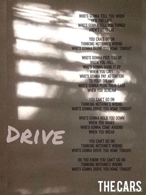 "DRIVE" The Cars | Music tv, Lyrics, Driving