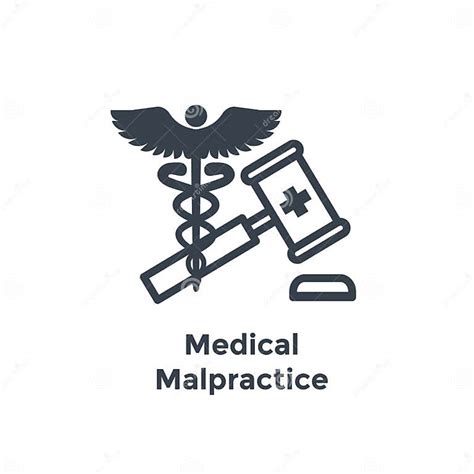 Medical Lawsuit Icon With Legal Imagery Showing Medical Malpractice Outline Stock Vector