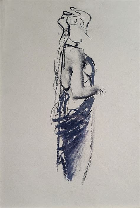 Female Figure Minimalistic Sketch Woman Art Nude Art Charcoal Pencil Woman Nude X Inches