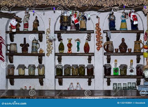 Ukrainian Country Style Kitchen With Village Interior Decoration Stock