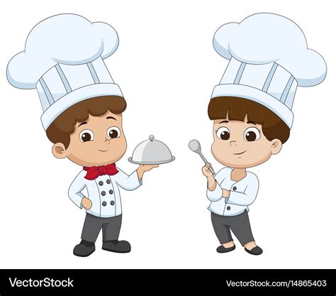 Kid cartoon chef are preparing food Royalty Free Vector