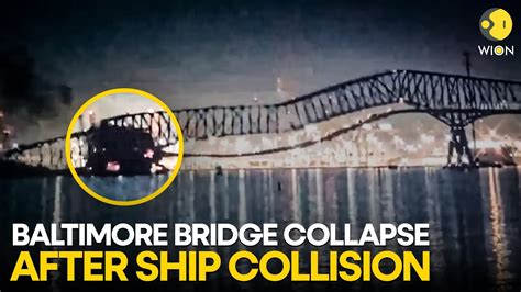 Baltimore Bridge Collapse Live View Of Wreck Of Baltimore Bridge After Cargo Ship Collision