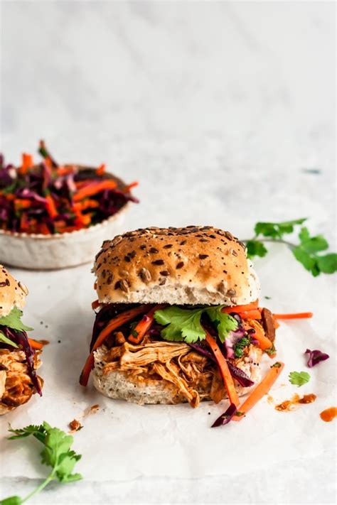 Slow Cooker Pulled Chicken Sandwiches Ambitious Kitchen