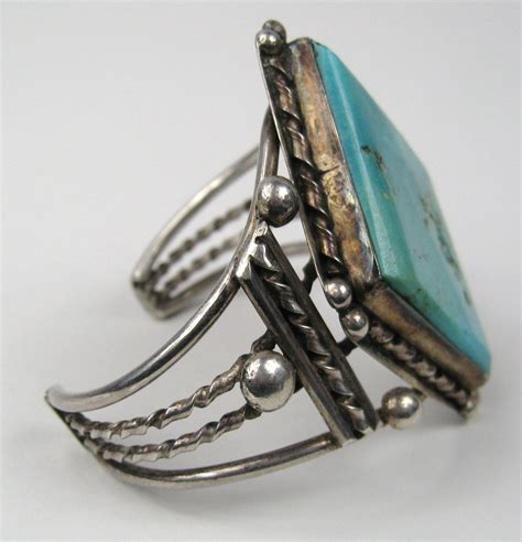 Sterling Silver Pawn Southwestern Navajo Turquoise Cuff Bracelet For