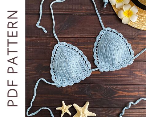 Crochet Bikini Top Pattern On English Crochet Triangle Etsy
