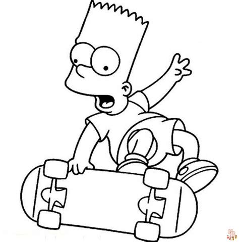 Bart Simpson Skateboarding Coloring Page