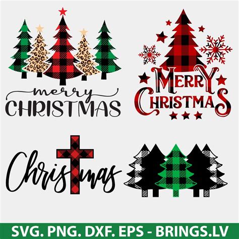 Buffalo Plaid Christmas Tree SVG Bundle Christmas Tree SVG