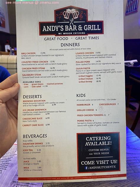 Online Menu Of Andy S Bar Grill Restaurant Cypress Texas Zmenu