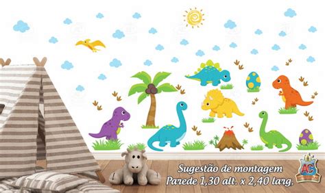 Adesivo De Parede Infantil Dinossauro Baby - Cartela Grande