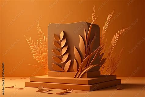 D Background Nude Pedestal Podium On Palm Leaf Shadow Pastel Beige Backdrop Tropical Product