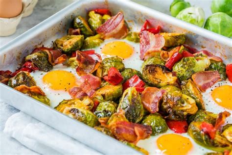 Brussels Sprouts Eggs Bacon One Pan Breakfast Idea Clean Food Crush