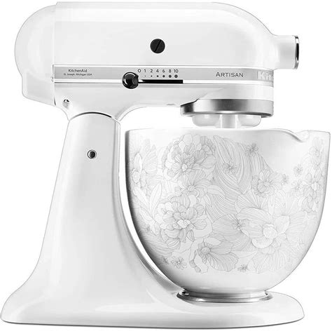 New Kitchenaid Ksm2cb5pwf Ceramic Bowl 5 Quart Mixer Whispering Floral