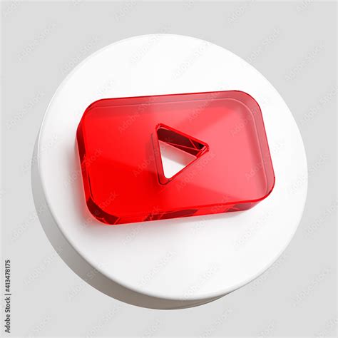 Youtube Acrylic Glass Icon Isolated Logo 3d Render Stock イラスト Adobe Stock