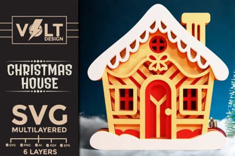 Cute Christmas House D Svg Multilayered Graphic By Volt Design