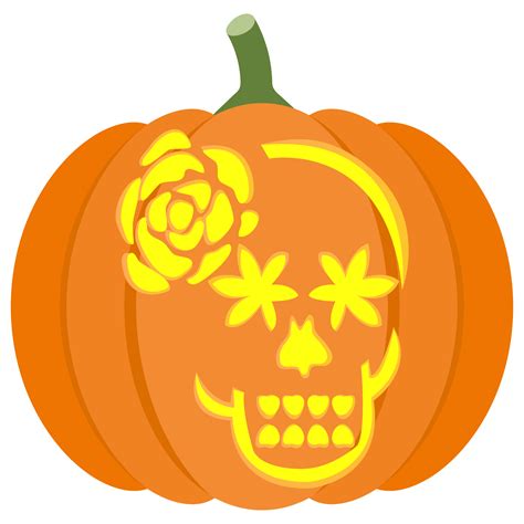 Sugar Skull Woman Pumpkin Stencil Free Printable Papercraft Templates