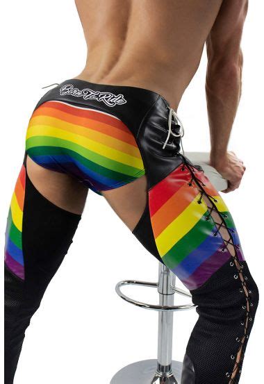 Rainbow Leather Cowboy Chaps Men Gay Pride Assless Chaps