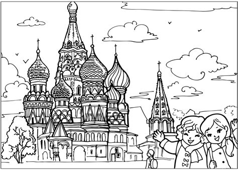 Раскраска Кремль Распечатать бесплатно