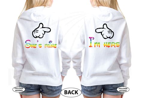 LGBT Lesbian Im Hers Shes Mine Mickey Mouse Pointing Hand The Rainbow Mickey Head With