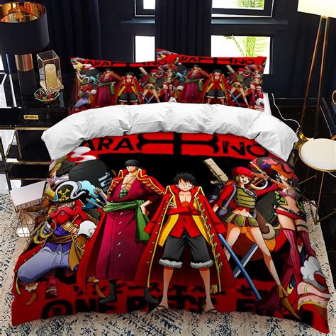 New Anime One Piece Bed Bedding Set Twin Full Queen King Size Luffy Zoro Sanji Action Figures