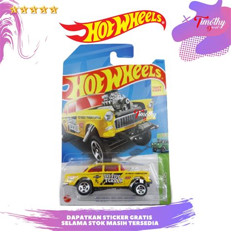 Jual Hot Wheels 55 Chevy Bel Air Gasser Kuning Tri Five Terror Track Stars Shopee Indonesia