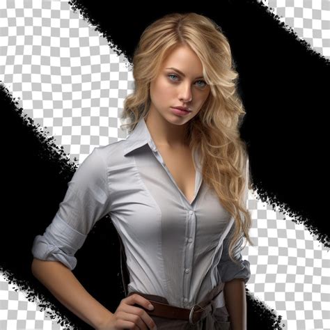 Premium PSD Blonde Woman Posing Against Transparent Background