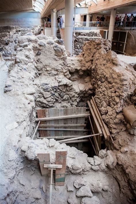 Ancient Ruins At Akrotiri Archaeological Site In The Santorini Island