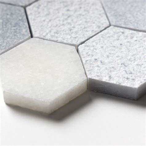 Allure Glacier Textured Hexagon Marble Mosaic X X Marble