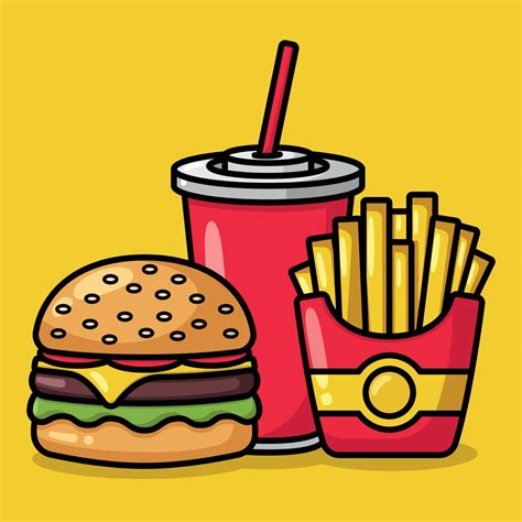 fast food burger fries  drink  vector art  vecteezy