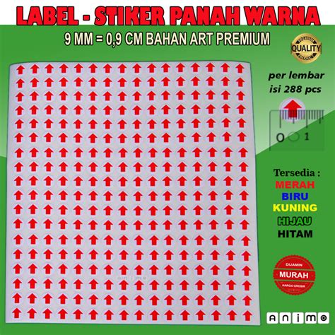 Jual Label Stiker Panah Merah Panah Biru Panah Hijau Panah Hitam