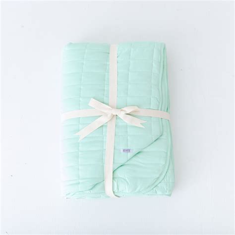 Frosted Mint Quilted Bamboo Blanket Dreamiere