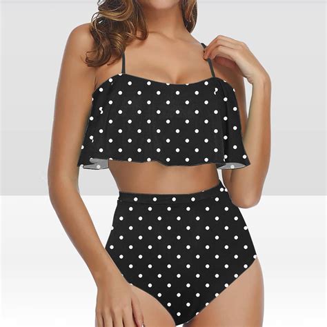 Dihao Bikini Set For Women Clearance Plus Size Women S Ruffled Bikini High Waisted Two Piece