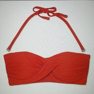 Kona Sol Swim Nwt Kona Sol Red Ribbed Bandeau Ruched Bikini Top Poshmark