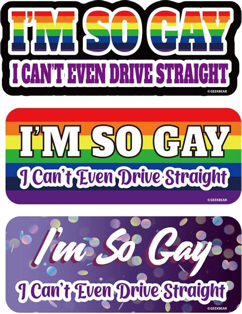 Amazon Geekbear I M So Gay I Can T Even Drive Straight Car Magnet X In Automotive