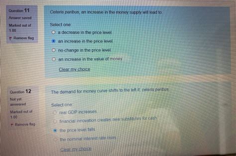 Solved Question Ceteris Paribus An Increase In The Money Chegg