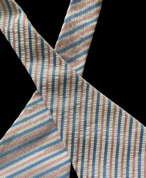 Saddlebred Bow Tie 100 Silk Pink Blue Stripe Adjustable Size 14 5 EBay