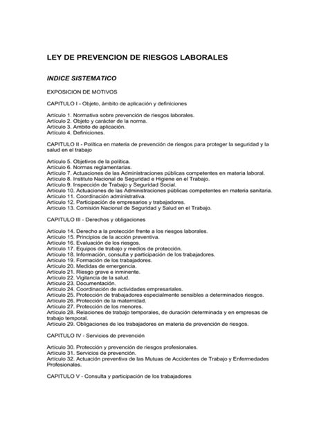 Ley De Prevencion De Riesgos Laborales