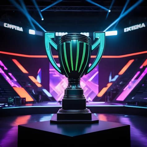Premium Photo Esports Winner Trophy Standing On The Stage