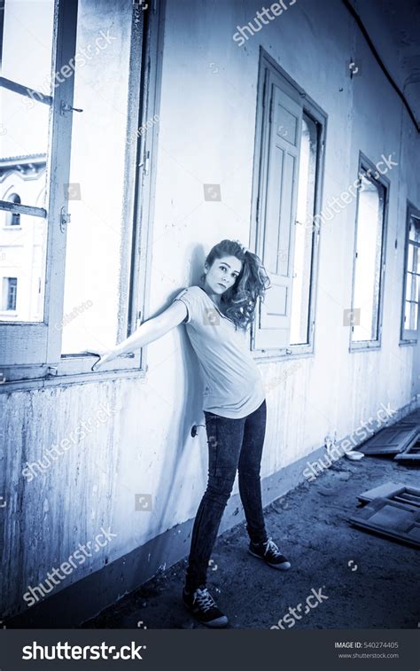 Sexy Blonde Girl Abandoned House Inside Stock Photo Shutterstock