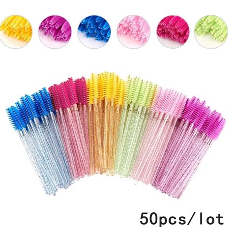 Eyelash Brushes 50pcs Eyelash Extension Supplies Disposable Lash Microbrushes Spoolie Mini