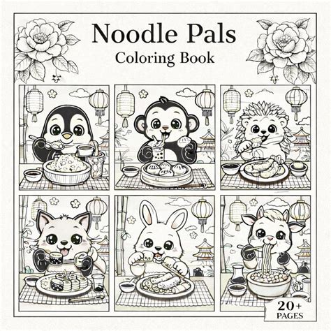 noodle pals coloring book asian food animals    pages