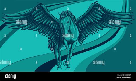 Pegasus Flying Horse Majestic Pegasus Cartoon Vector Logo Mascot Stock