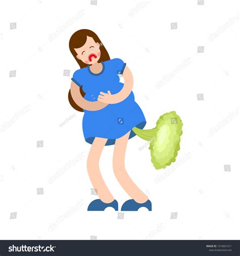 Woman Fart Sick Stomach Female Farting: Stock-Vektorgrafik (Lizenzfrei