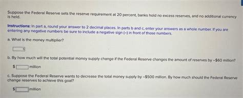 Solved Suppose The Federal Reserve Sets The Reserve Chegg