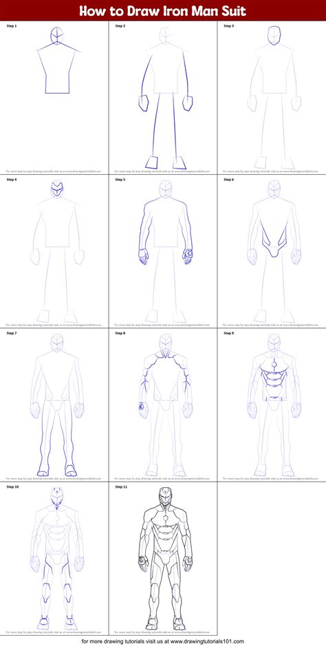 How to Draw Iron Man Suit printable step by step drawing sheet ...