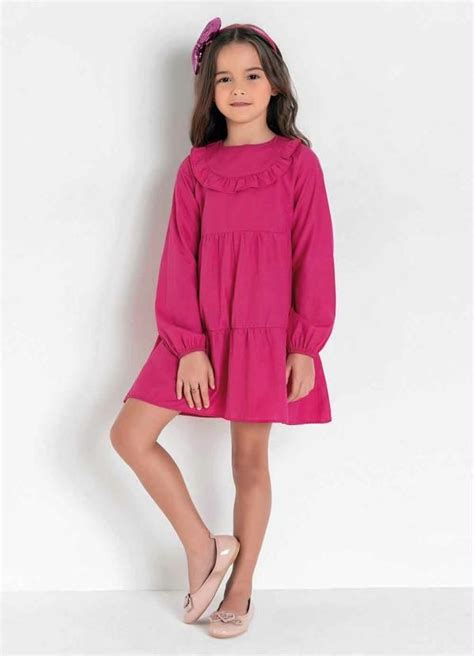 Queima Estoque Vestido Infantil Pink Babado No Decote Ideias