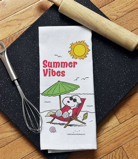 Peanuts Summer Beach Vibes Kitchen Tea Towel Custom Printed Flags