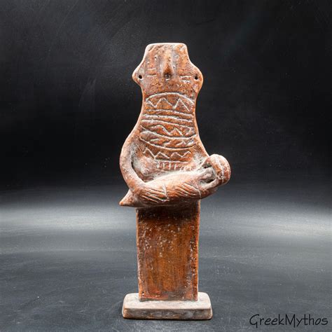 Ancient Cyprus Woman with Baby, Board-Shaped Terracotta Figurine